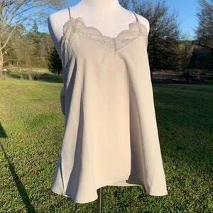 NWT Bibi Large Lace Trim Spaghetti Strap Racerback Tank